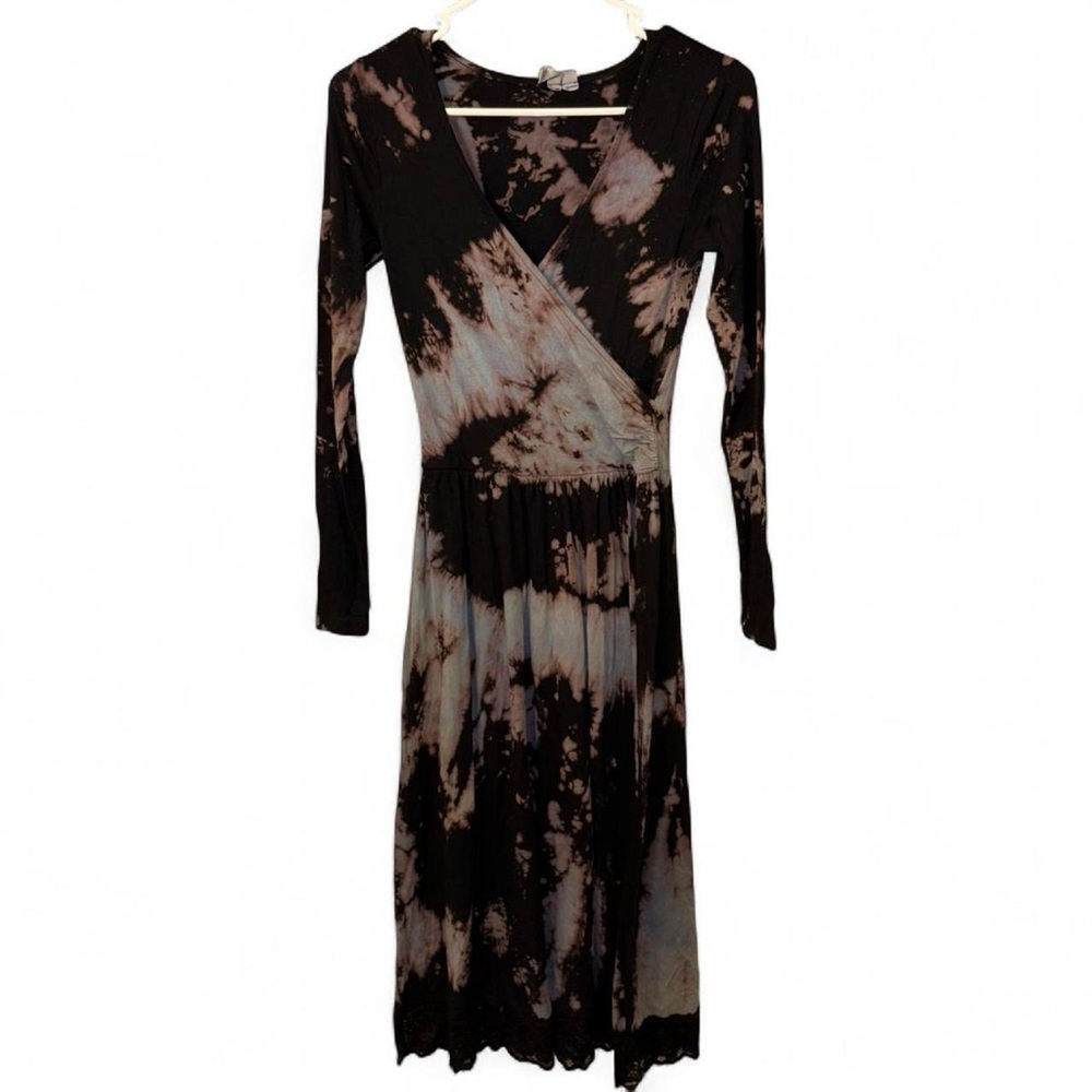 ASOS Black and Cream Tie-Dye Midi Dress